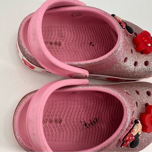 Crocs Disney World Minnie Mouse Pink and Red Glitter Sandals Little Girls 9 FLAW - Picture 3 of 6